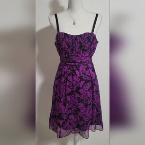 Nanette Lepore silk blend dress with long waist ties and roushing size 0